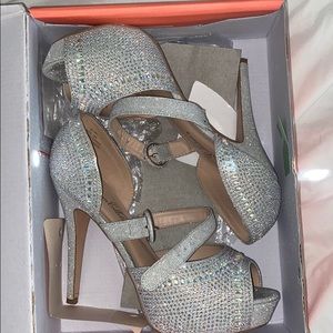 Silver Rhinestone heels size 8.5